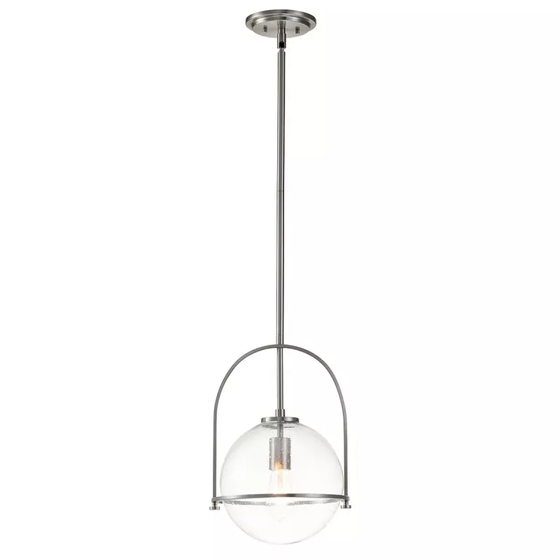 Lampa wisząca Somerset - 1 źródło światła - Szczotkowany nikiel - Przezroczysty