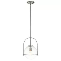 Lampa wisząca Somerset - 1 źródło światła - Szczotkowany nikiel - Przezroczysty