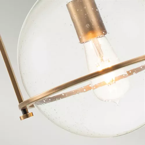 Lampa wisząca Somerset - 1 źródło światła - Klasyczny mosiądz - Przezroczysty