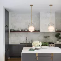 Lampa wisząca Somerset - 1 źródło światła - Klasyczny mosiądz