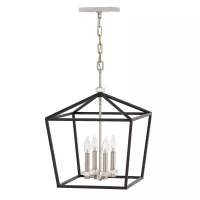 Duża lampa wisząca / półplafon Stinson - 4 źródła światła - Czarny, polerowany nikiel