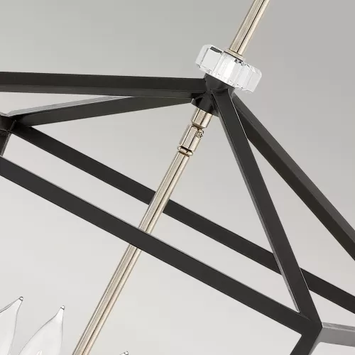 Duża lampa wisząca / półplafon Stinson - 4 źródła światła - Czarny, polerowany nikiel