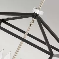 Duża lampa wisząca / półplafon Stinson - 4 źródła światła - Czarny, polerowany nikiel