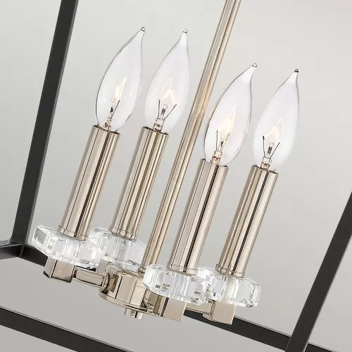 Duża lampa wisząca / półplafon Stinson - 4 źródła światła - Czarny, polerowany nikiel