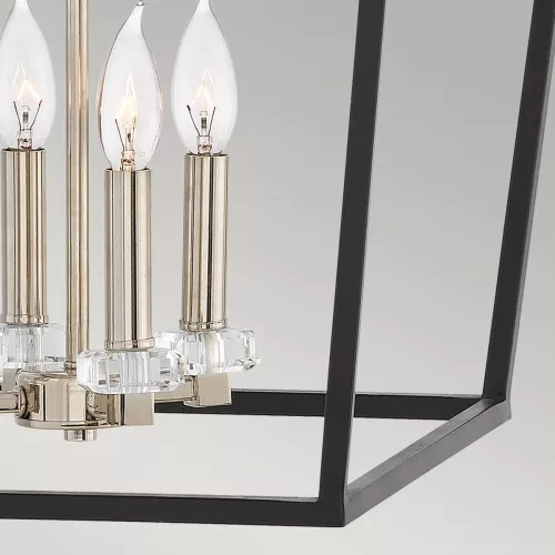 Duża lampa wisząca / półplafon Stinson - 4 źródła światła - Czarny, polerowany nikiel