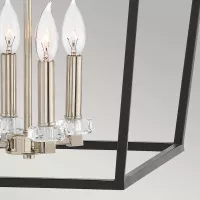 Duża lampa wisząca / półplafon Stinson - 4 źródła światła - Czarny, polerowany nikiel