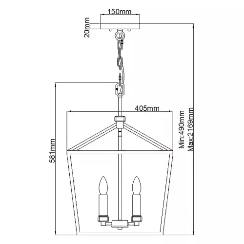 Duża lampa wisząca / półplafon Stinson - 4 źródła światła - Czarny, polerowany nikiel