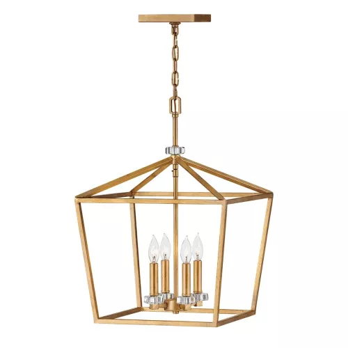 Duża lampa wisząca / półplafon Stinson - 4 źródła światła - Postarzany mosiądz
