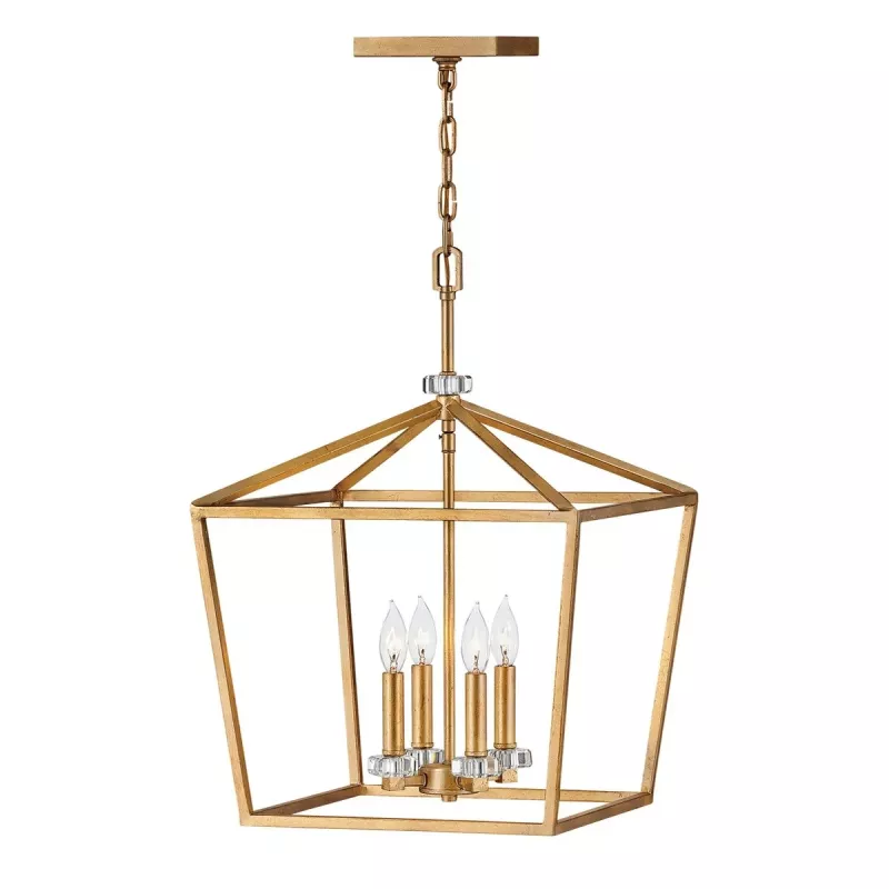 Duża lampa wisząca / półplafon Stinson - 4 źródła światła - Postarzany mosiądz