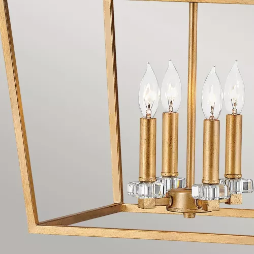 Duża lampa wisząca / półplafon Stinson - 4 źródła światła - Postarzany mosiądz