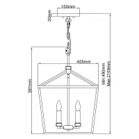 Duża lampa wisząca / półplafon Stinson - 4 źródła światła - Postarzany mosiądz