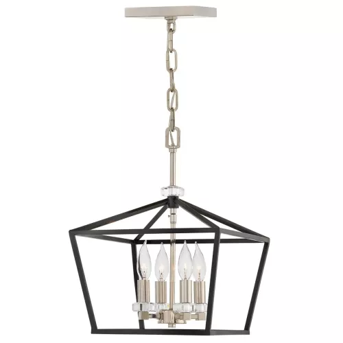 Średnia lampa wisząca / półplafon Stinson - 4 źródła światła - Czarny, polerowany nikiel