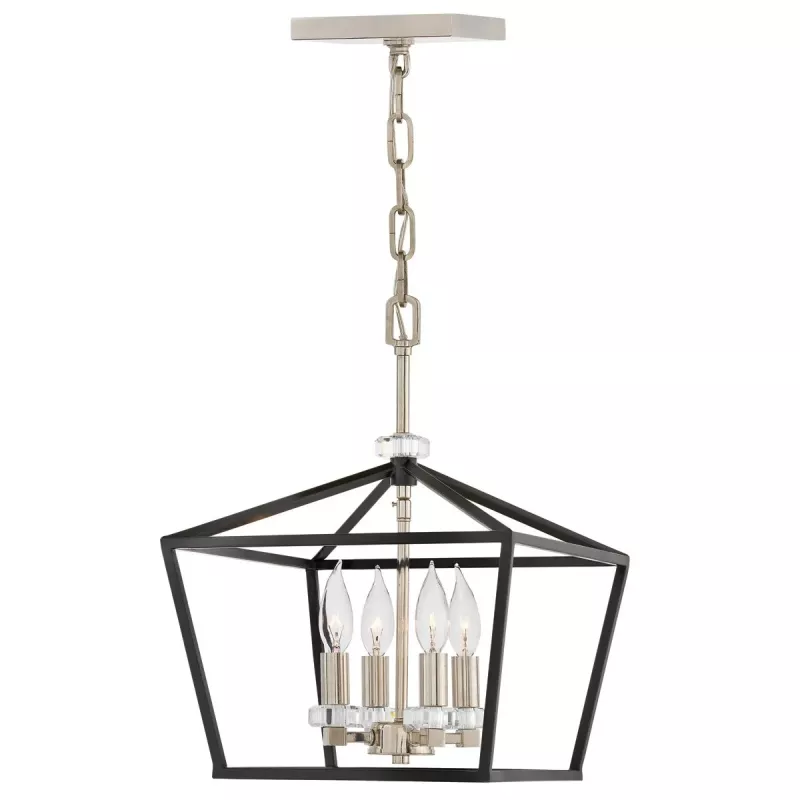 Średnia lampa wisząca / półplafon Stinson - 4 źródła światła - Czarny, polerowany nikiel