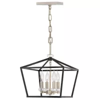 Średnia lampa wisząca / półplafon Stinson - 4 źródła światła - Czarny, polerowany nikiel