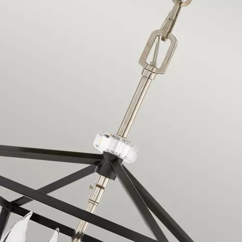 Średnia lampa wisząca / półplafon Stinson - 4 źródła światła - Czarny, polerowany nikiel