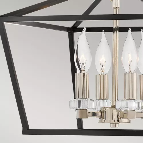 Średnia lampa wisząca / półplafon Stinson - 4 źródła światła - Czarny, polerowany nikiel