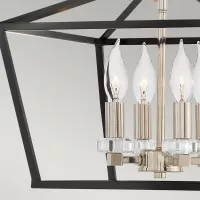 Średnia lampa wisząca / półplafon Stinson - 4 źródła światła - Czarny, polerowany nikiel