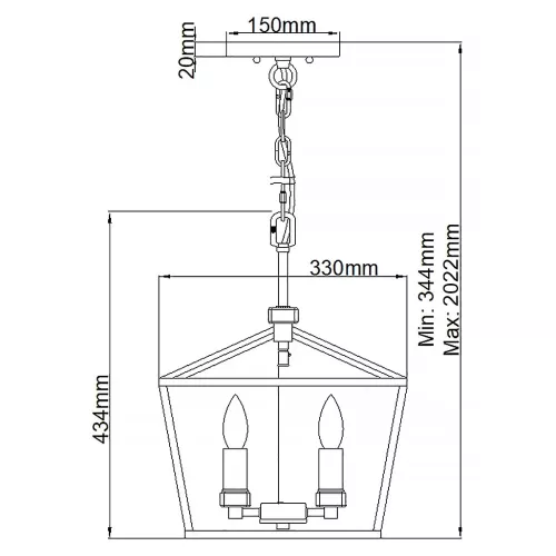 Średnia lampa wisząca / półplafon Stinson - 4 źródła światła - Czarny, polerowany nikiel