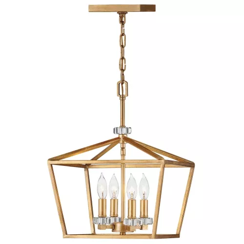 Średnia lampa wisząca / półplafon Stinson - 4 źródła światła - Postarzany mosiądz
