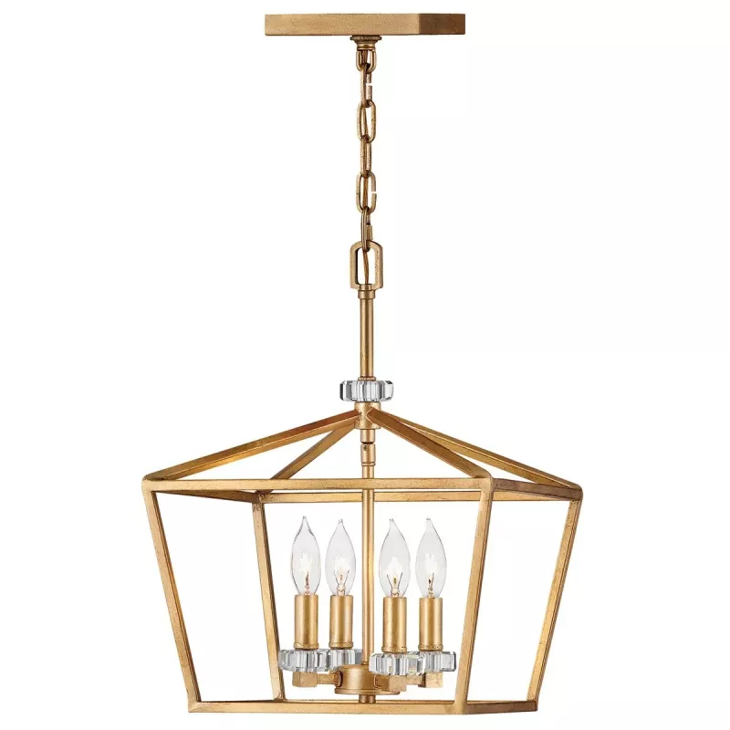 Średnia lampa wisząca / półplafon Stinson - 4 źródła światła - Postarzany mosiądz