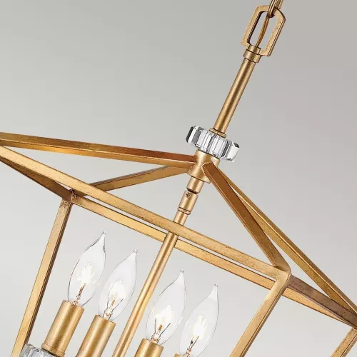 Średnia lampa wisząca / półplafon Stinson - 4 źródła światła - Postarzany mosiądz