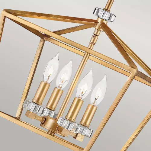 Średnia lampa wisząca / półplafon Stinson - 4 źródła światła - Postarzany mosiądz