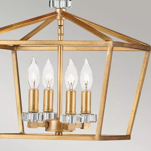 Średnia lampa wisząca / półplafon Stinson - 4 źródła światła - Postarzany mosiądz