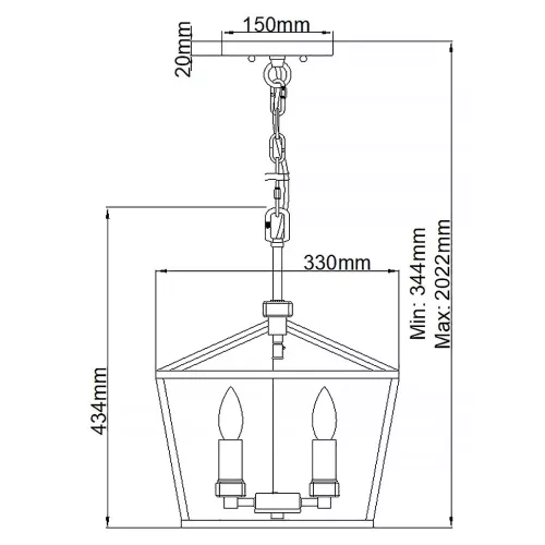 Średnia lampa wisząca / półplafon Stinson - 4 źródła światła - Postarzany mosiądz
