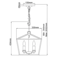 Średnia lampa wisząca / półplafon Stinson - 4 źródła światła - Postarzany mosiądz
