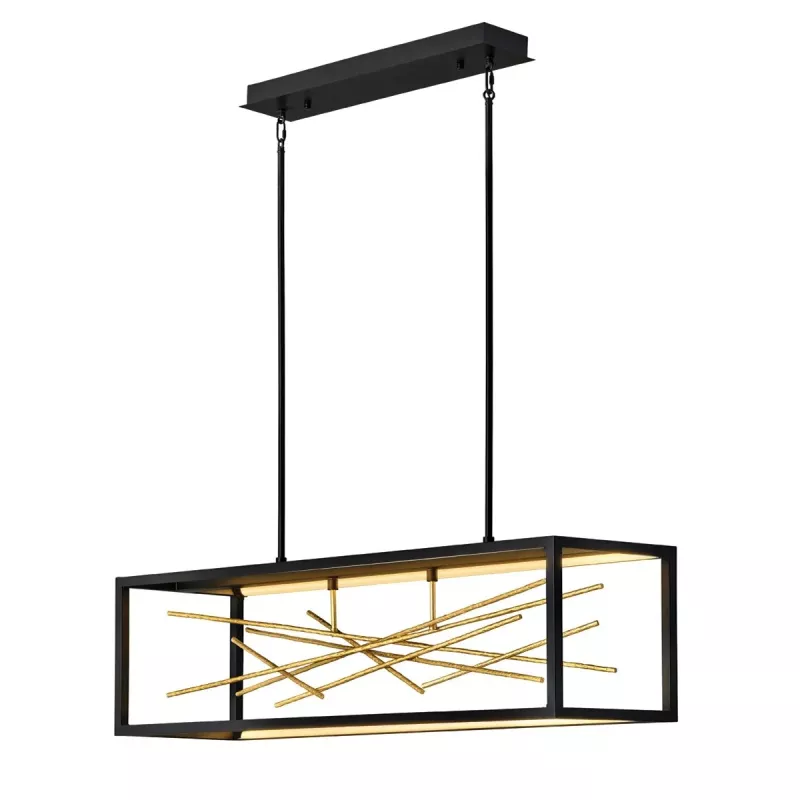 Lampa wyspowa LED Styx - Czarny, zdobione złoto