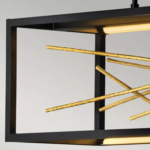 Lampa wyspowa LED Styx - Czarny, zdobione złoto