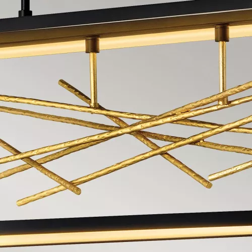 Lampa wyspowa LED Styx - Czarny, zdobione złoto