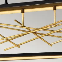 Lampa wyspowa LED Styx - Czarny, zdobione złoto