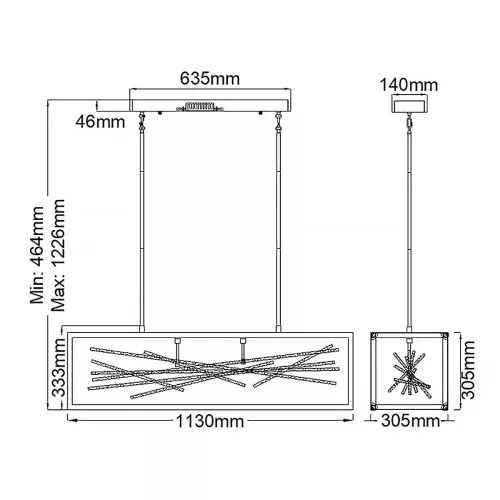 Lampa wyspowa LED Styx - Czarny, zdobione złoto