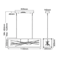 Lampa wyspowa LED Styx - Czarny, zdobione złoto