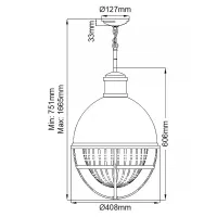 Lampa wisząca Tollis - 1 źródło światła - Naturalny mosiądz