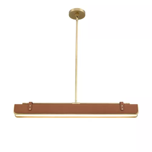 Lampa wyspowa LED Valise - Vintage mosiądz, skóra koniakowa