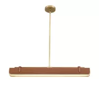 Lampa wyspowa LED Valise - Vintage mosiądz, skóra koniakowa