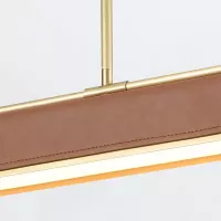 Lampa wyspowa LED Valise - Vintage mosiądz, skóra koniakowa
