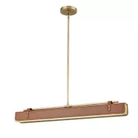 Lampa wyspowa LED Valise - Vintage mosiądz, skóra koniakowa