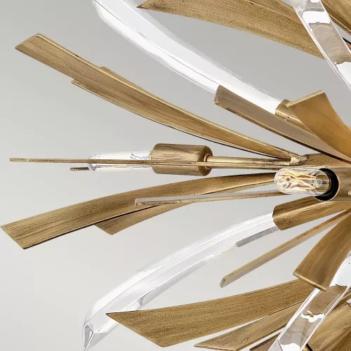 Lampa wyspowa Vida - 13 źródeł światła - Oksydowane złoto