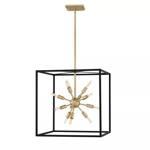 Lampa wisząca Aros - 12 źródeł światła - Czarny, ciepły mosiądz