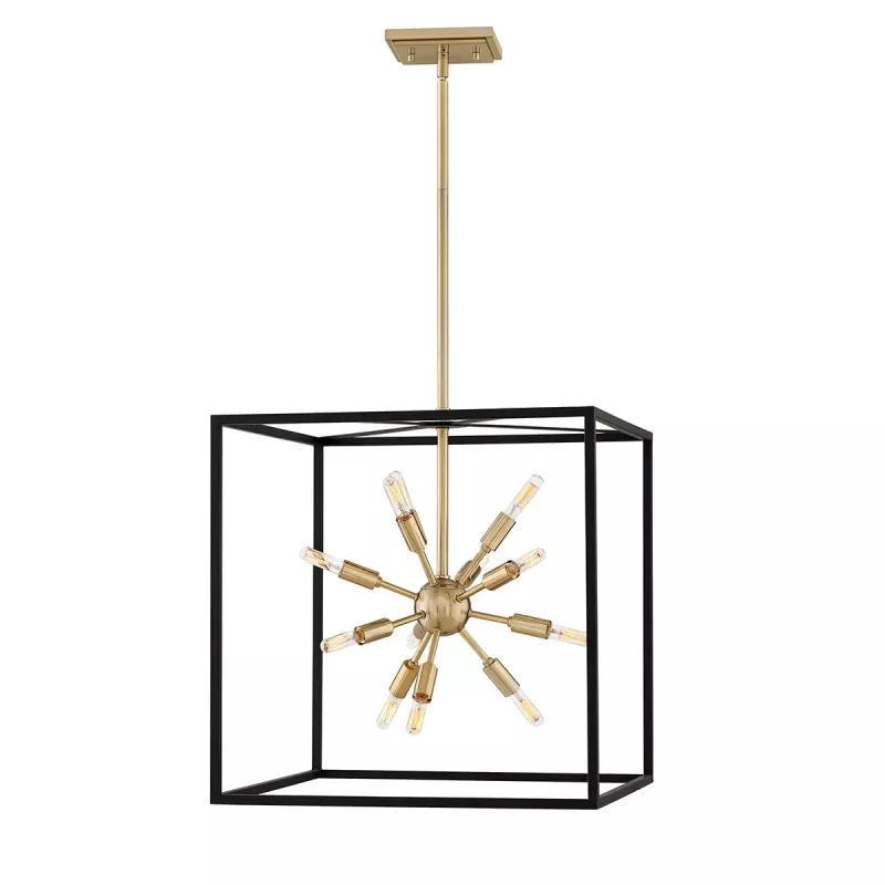 Lampa wisząca Aros - 12 źródeł światła - Czarny, ciepły mosiądz