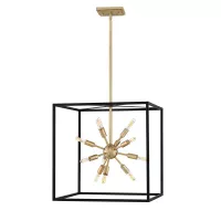 Lampa wisząca Aros - 12 źródeł światła - Czarny, ciepły mosiądz