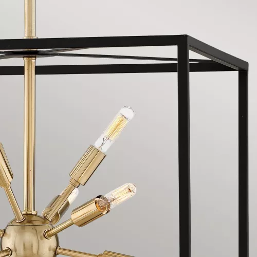 Lampa wisząca Aros - 12 źródeł światła - Czarny, ciepły mosiądz