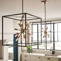 Lampa wisząca Aros - 12 źródeł światła - Czarny, ciepły mosiądz