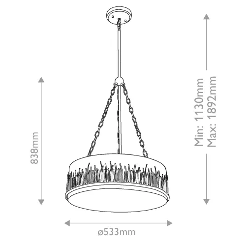 Lampa wisząca Sawgrass - 3 źródła światła - Płatkowe złoto