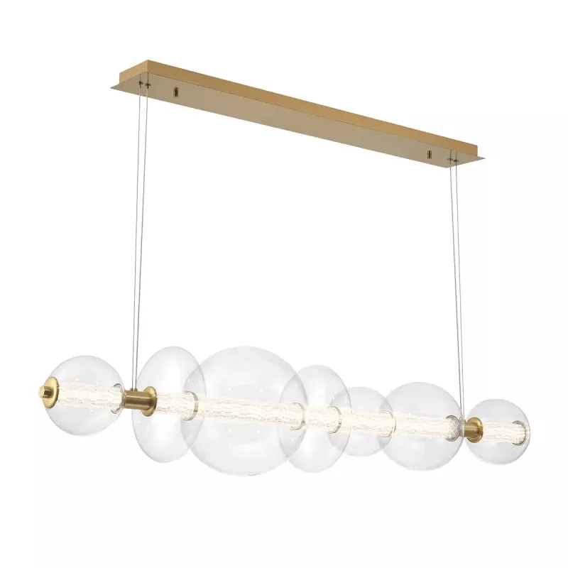 Lampa wyspowa Atomo - 7 źródeł światła - Szczotkowane złoto