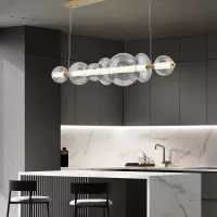 Lampa wyspowa Atomo - 7 źródeł światła - Szczotkowane złoto
