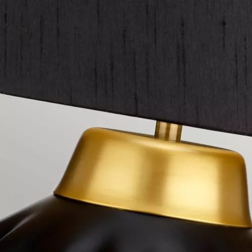 Lampa stołowa Bexley - 1 źródło światła - Czarny, szczotkowany mosiądz